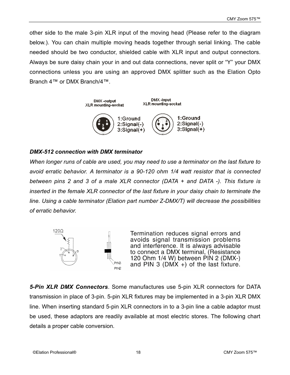Elation Professional CMY Zoom 575 User Manual | Page 18 / 52