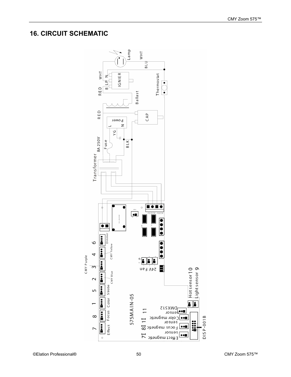 Circuit schematic | Elation Professional CMY Zoom 575 User Manual | Page 50 / 52