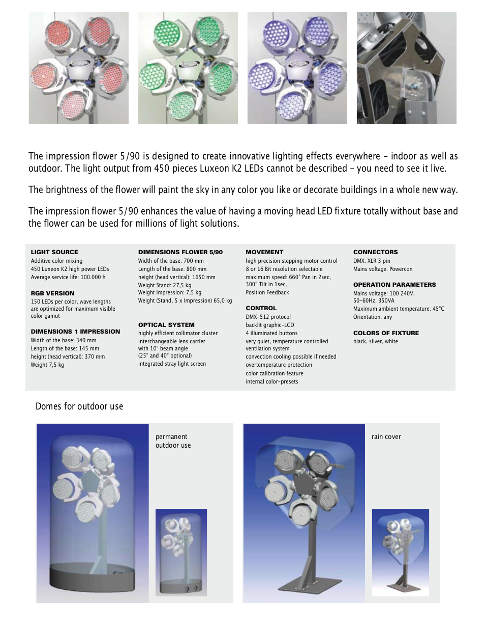 Domes for outdoor use | Elation Professional Flower 5/90 User Manual | Page 2 / 2
