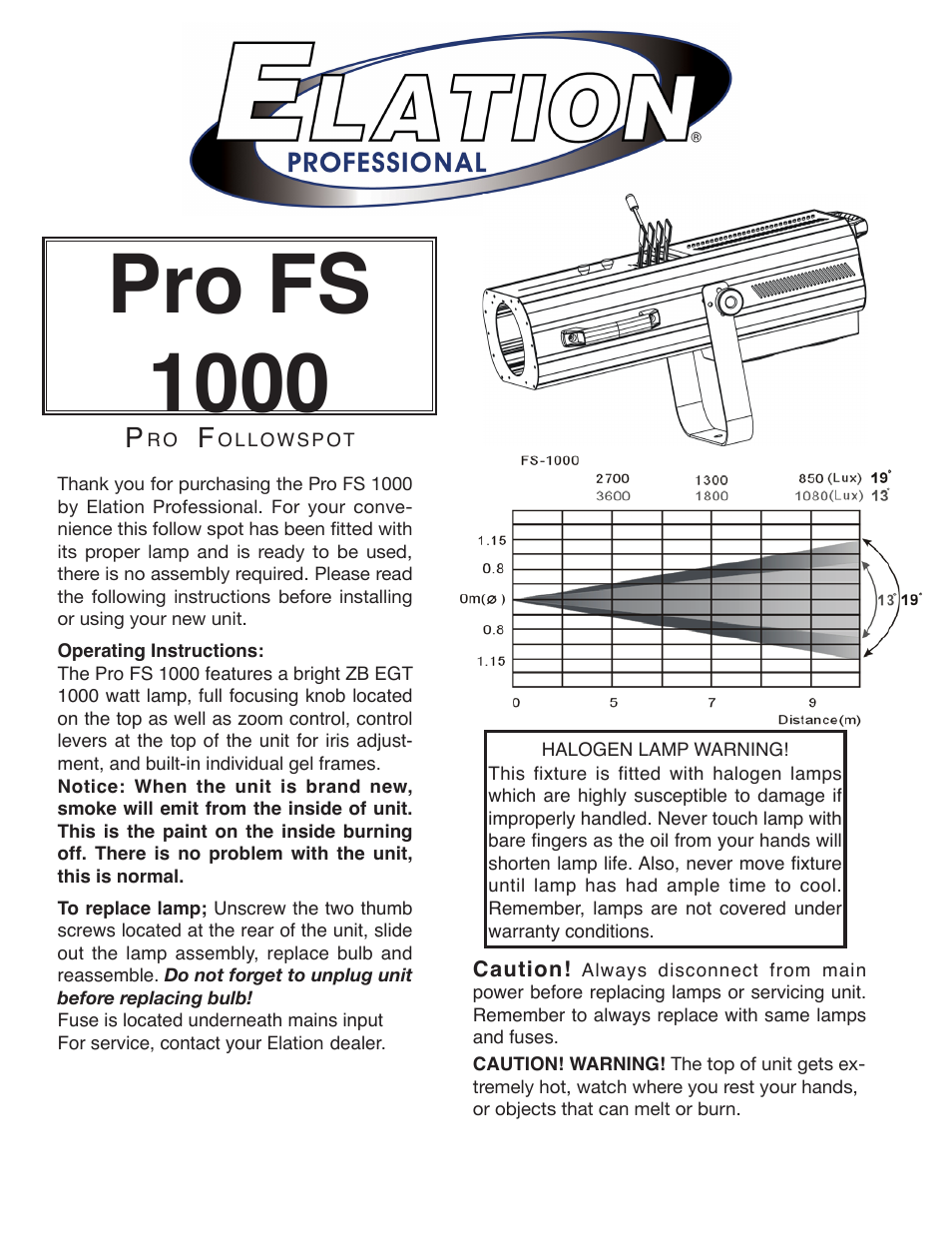 Elation Professional Pro FS 1000 User Manual | 2 pages