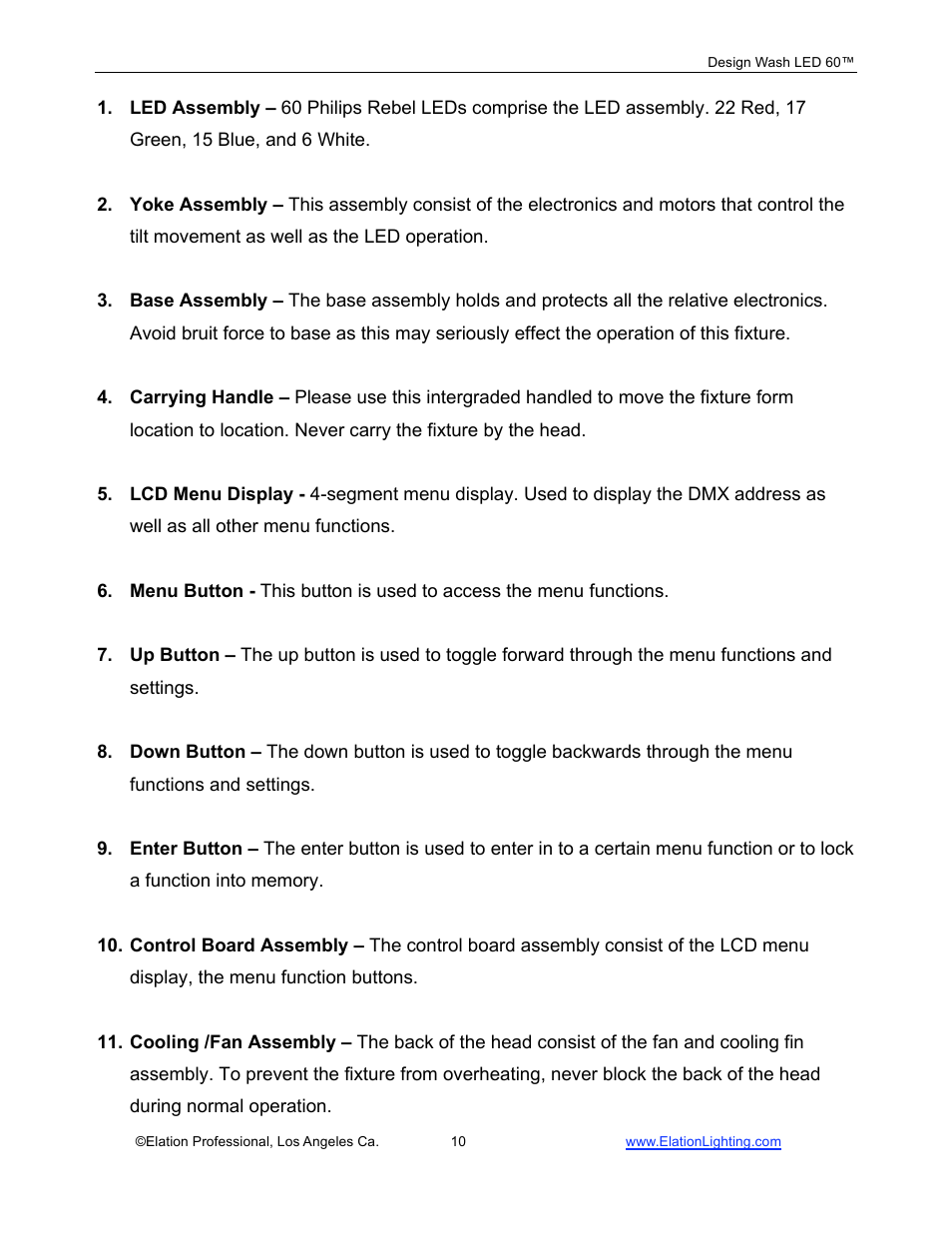 Elation Professional 60TM User Manual | Page 10 / 48