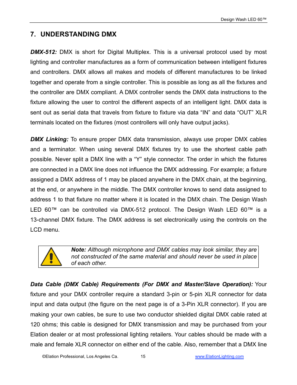 Understanding dmx | Elation Professional 60TM User Manual | Page 15 / 48