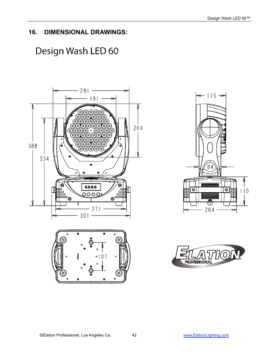 Dimensional drawings | Elation Professional 60TM User Manual | Page 42 / 48