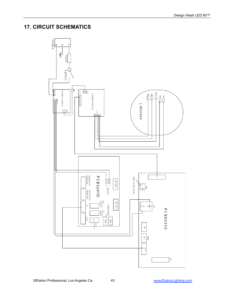Circuit schematics | Elation Professional 60TM User Manual | Page 43 / 48