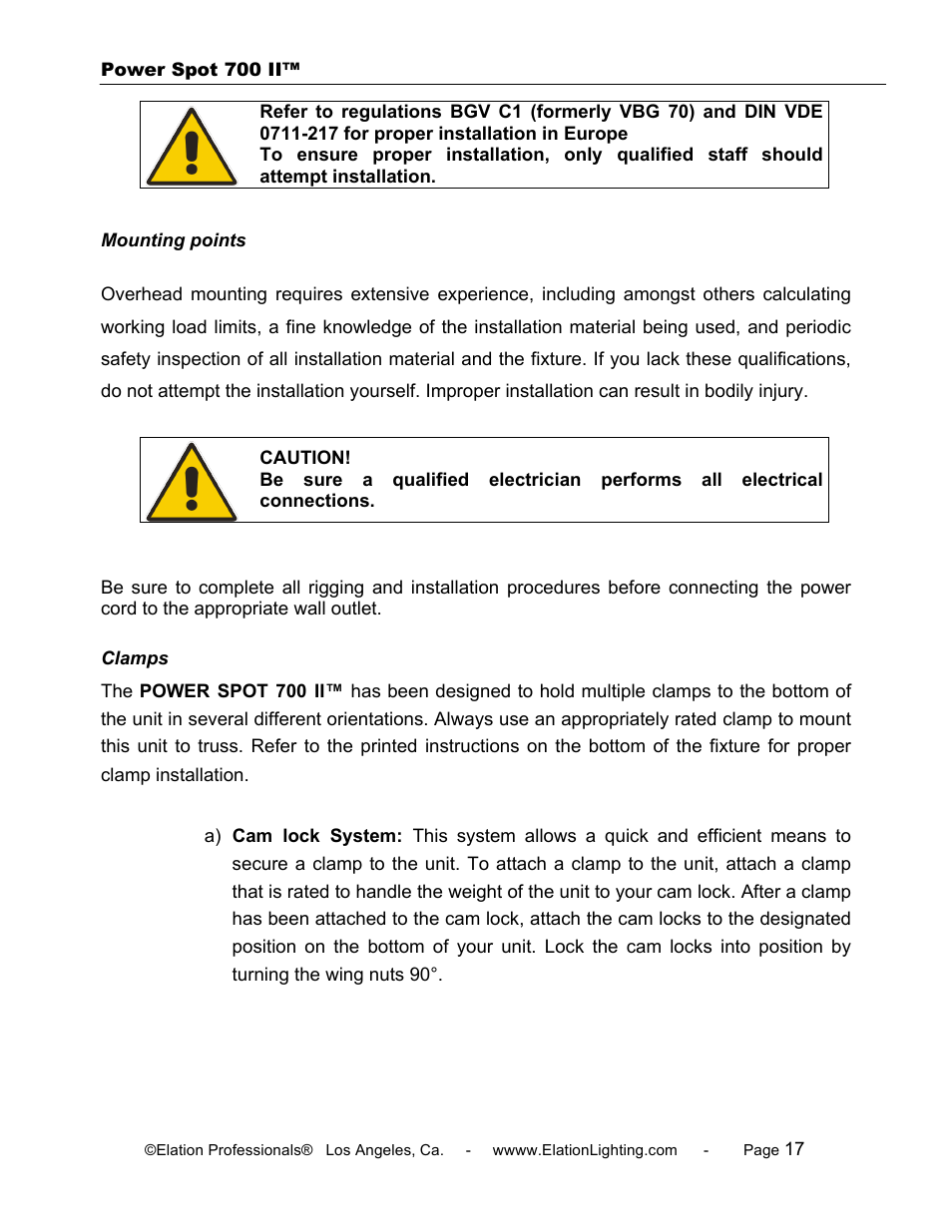 Elation Professional 700 II User Manual | Page 17 / 68