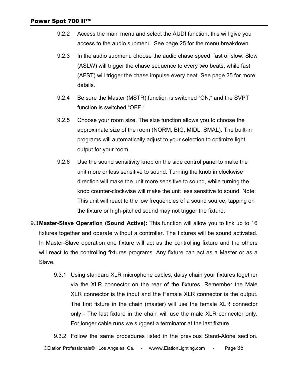 Elation Professional 700 II User Manual | Page 35 / 68