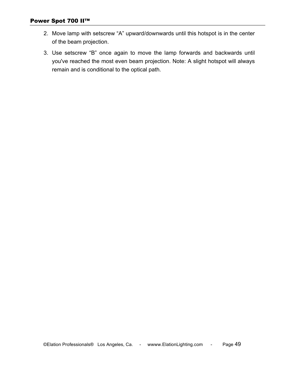 Elation Professional 700 II User Manual | Page 49 / 68