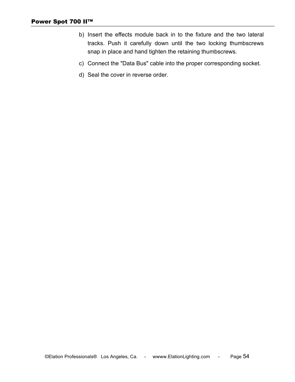 Elation Professional 700 II User Manual | Page 54 / 68