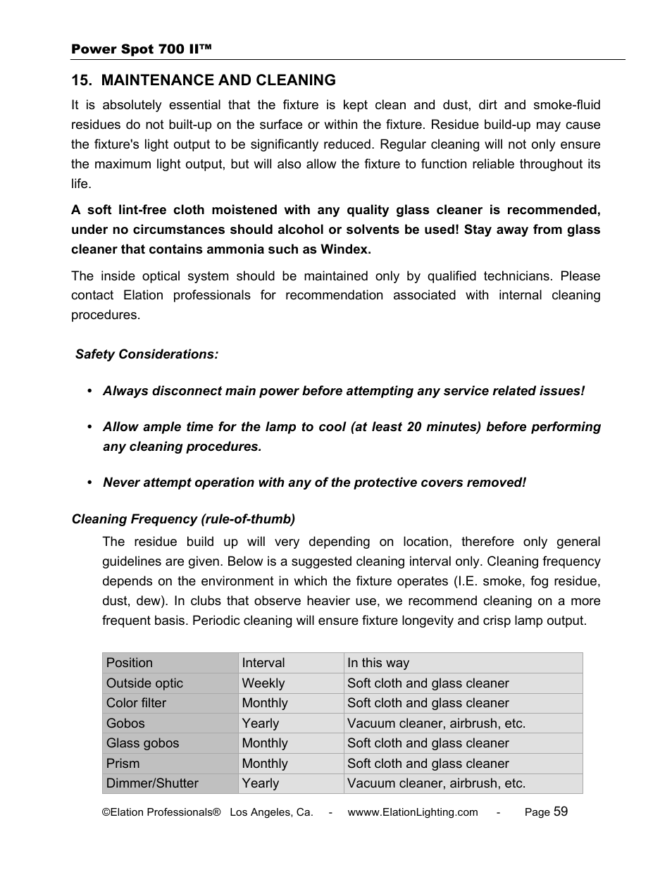 Elation Professional 700 II User Manual | Page 59 / 68