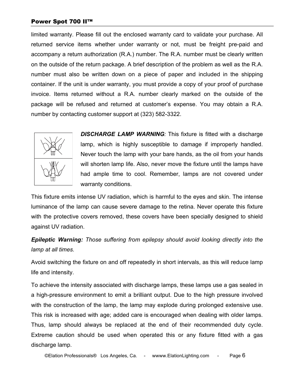 Elation Professional 700 II User Manual | Page 6 / 68