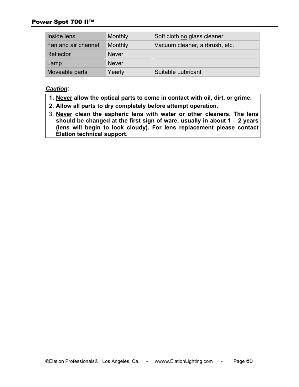 Elation Professional 700 II User Manual | Page 60 / 68