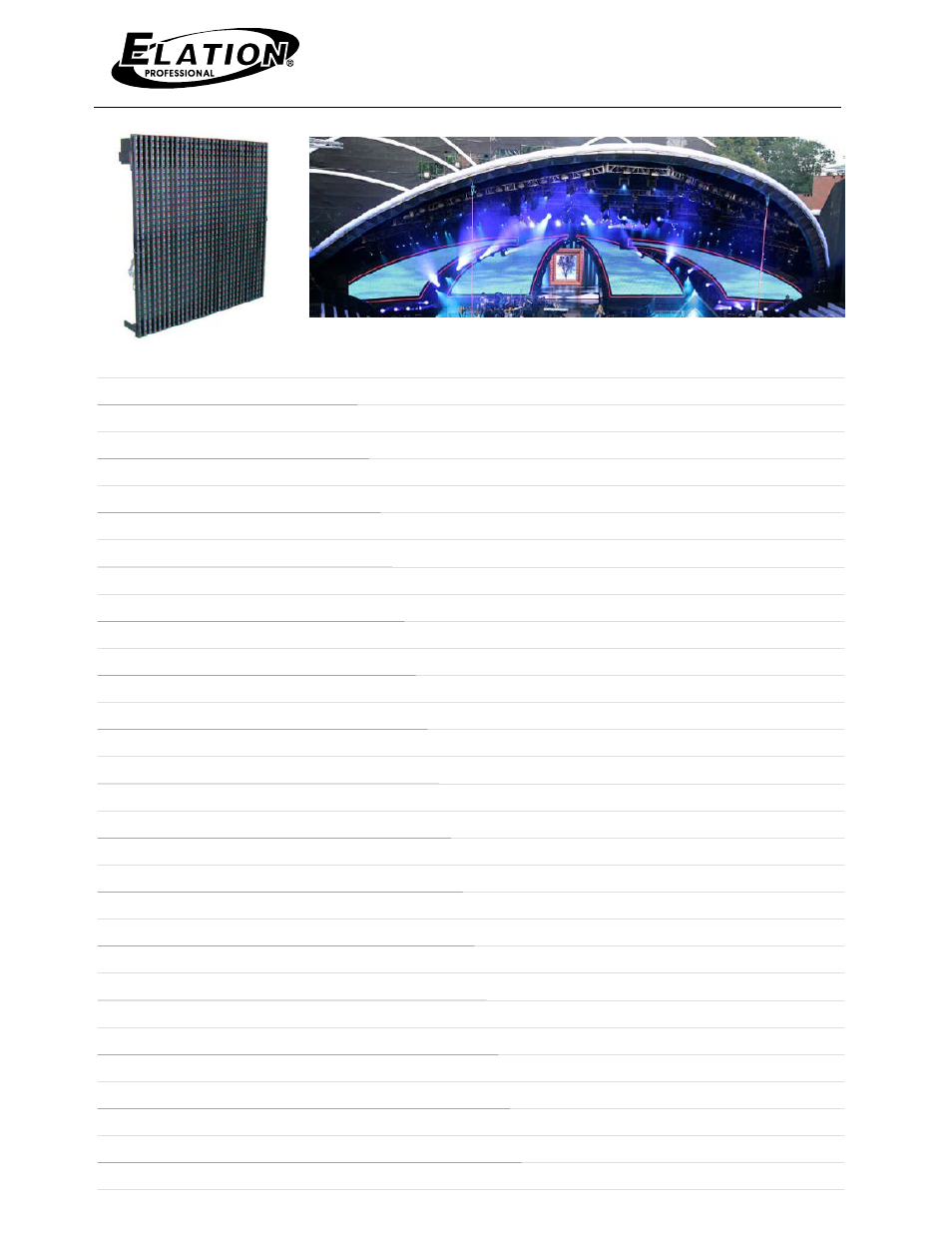 Evled-1024, Specification sheet | Elation Professional Evled Media Screen Series User Manual | Page 3 / 6