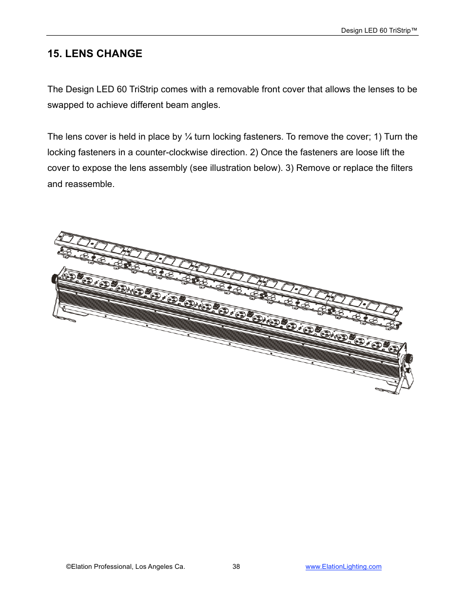 Lens change | Elation Professional Design 60 Tri User Manual | Page 39 / 44