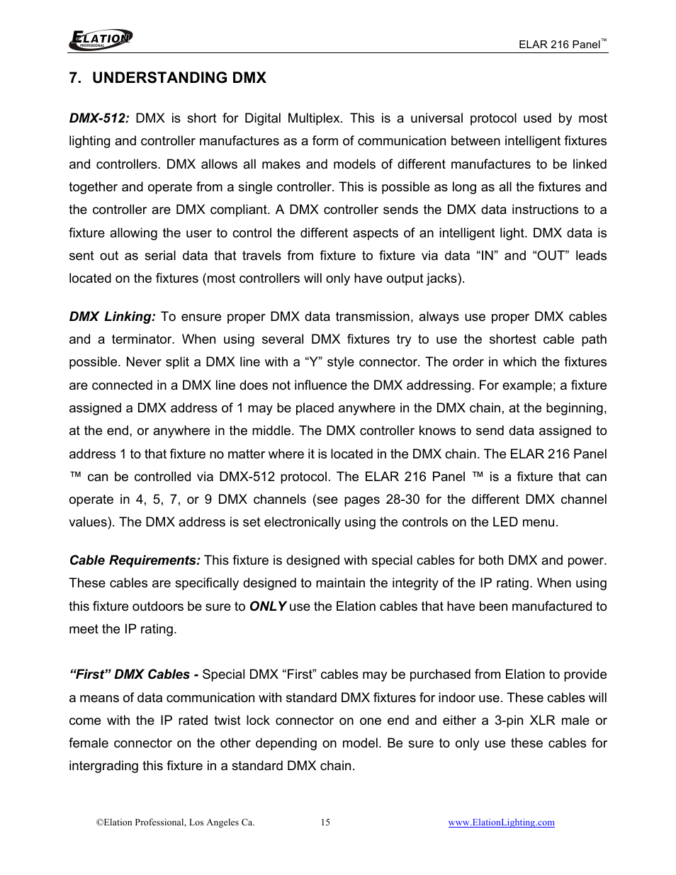 Understanding dmx | Elation Professional 216 User Manual | Page 16 / 44