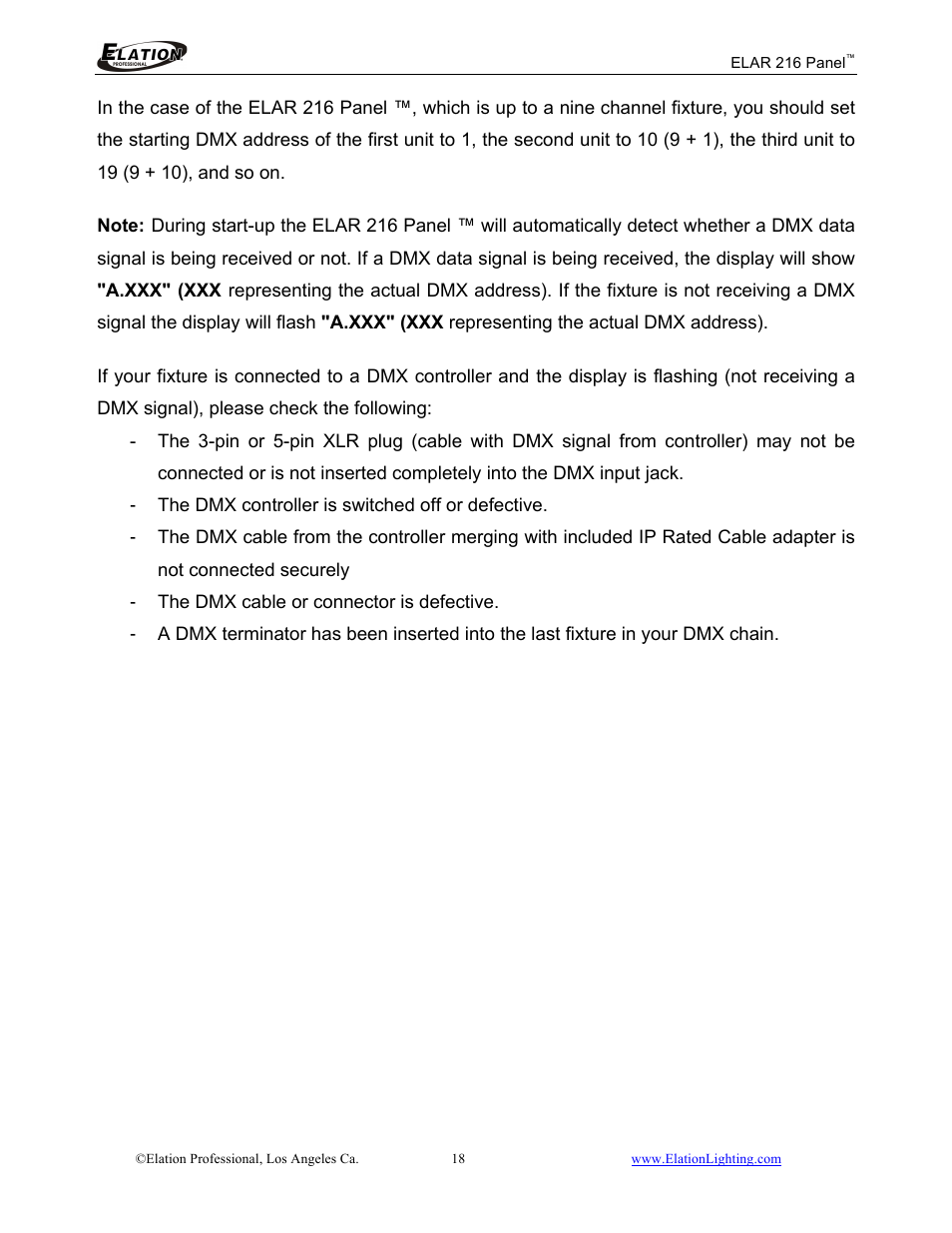 Elation Professional 216 User Manual | Page 19 / 44