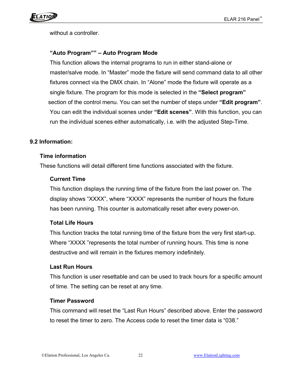 Elation Professional 216 User Manual | Page 23 / 44