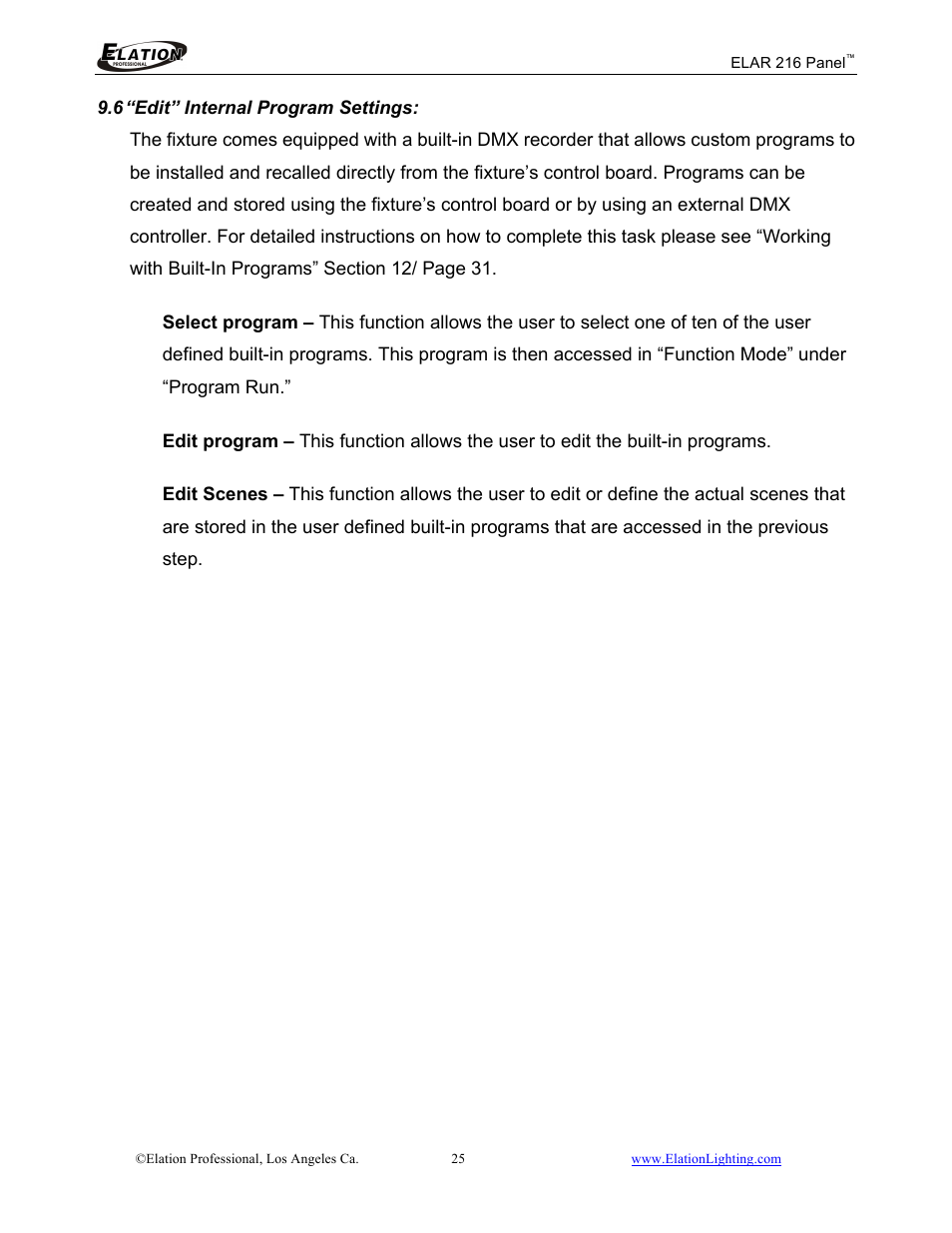 Elation Professional 216 User Manual | Page 26 / 44