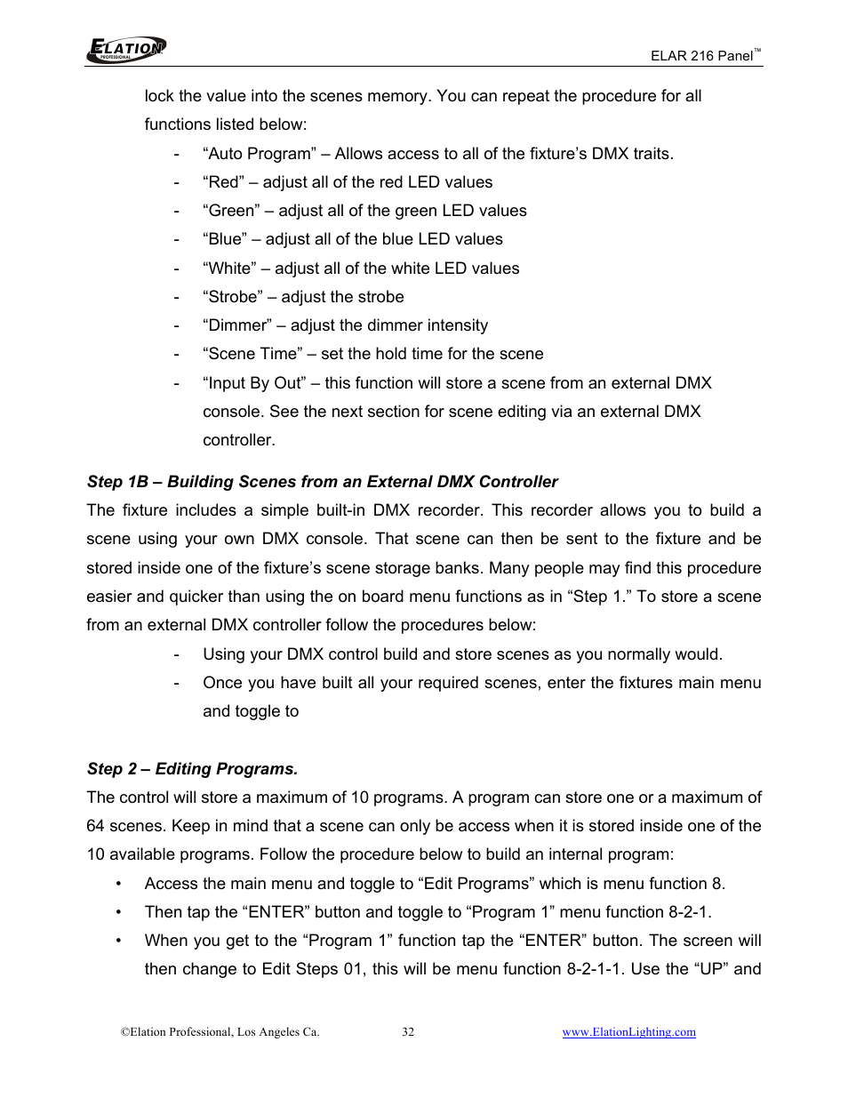 Elation Professional 216 User Manual | Page 33 / 44