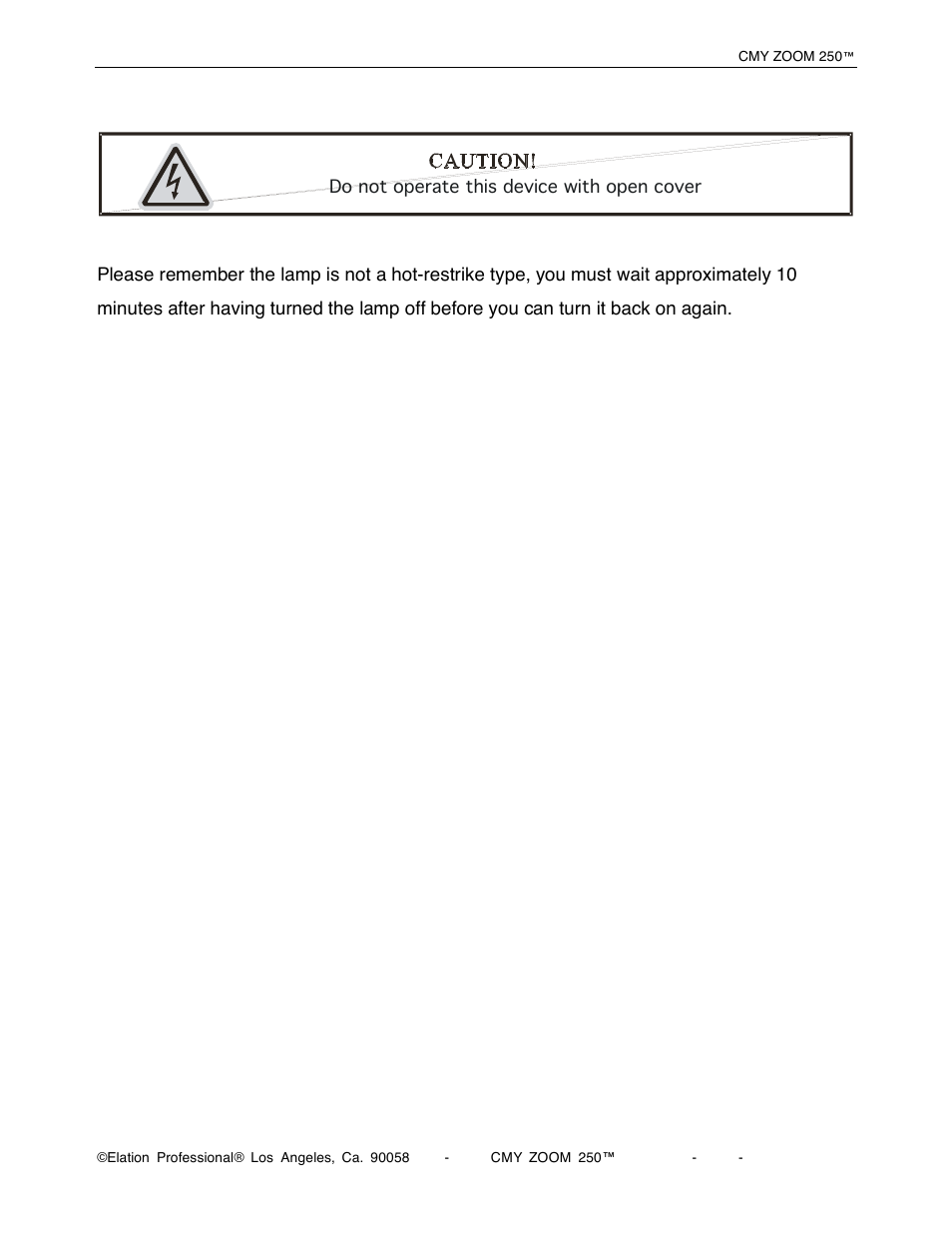 Elation Professional CMY Zoom 250 User Manual | Page 12 / 40