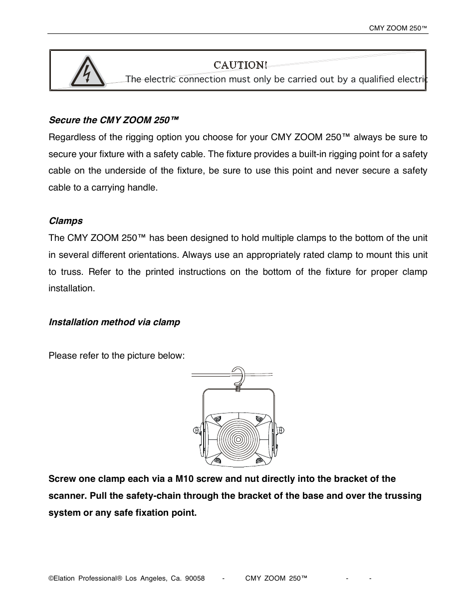 Elation Professional CMY Zoom 250 User Manual | Page 14 / 40