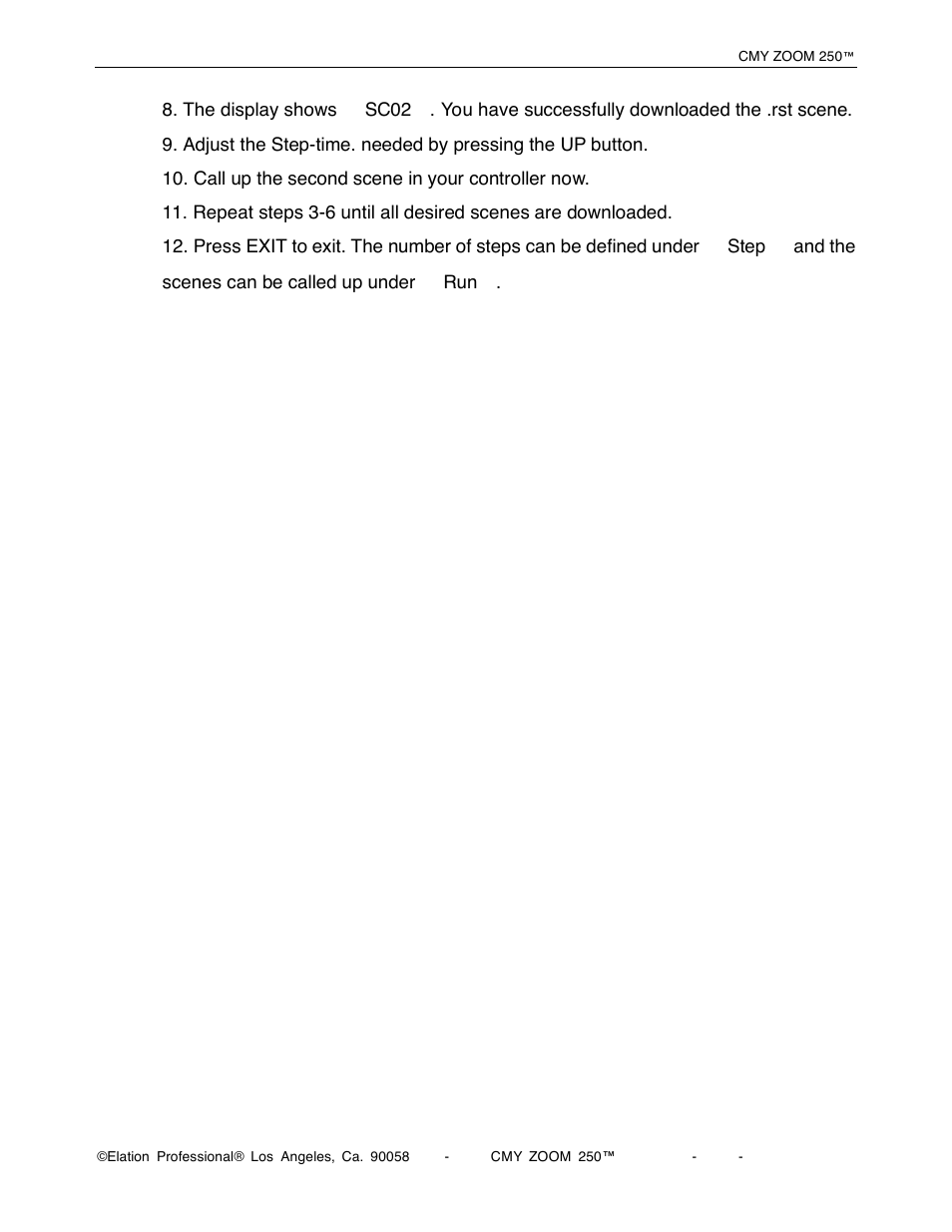 Elation Professional CMY Zoom 250 User Manual | Page 31 / 40