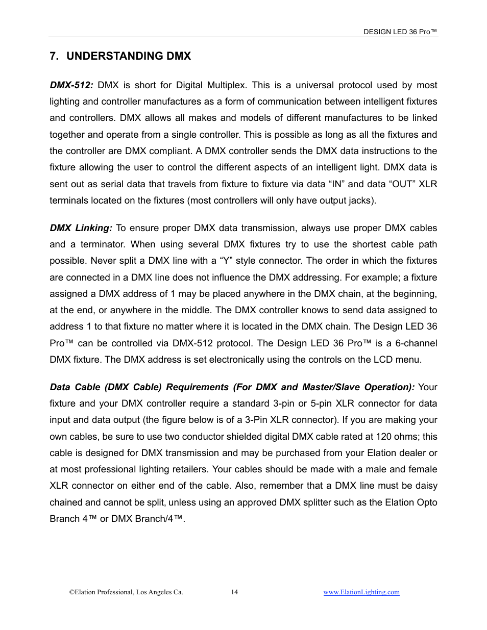 Understanding dmx | Elation Professional 36 PRO User Manual | Page 15 / 48