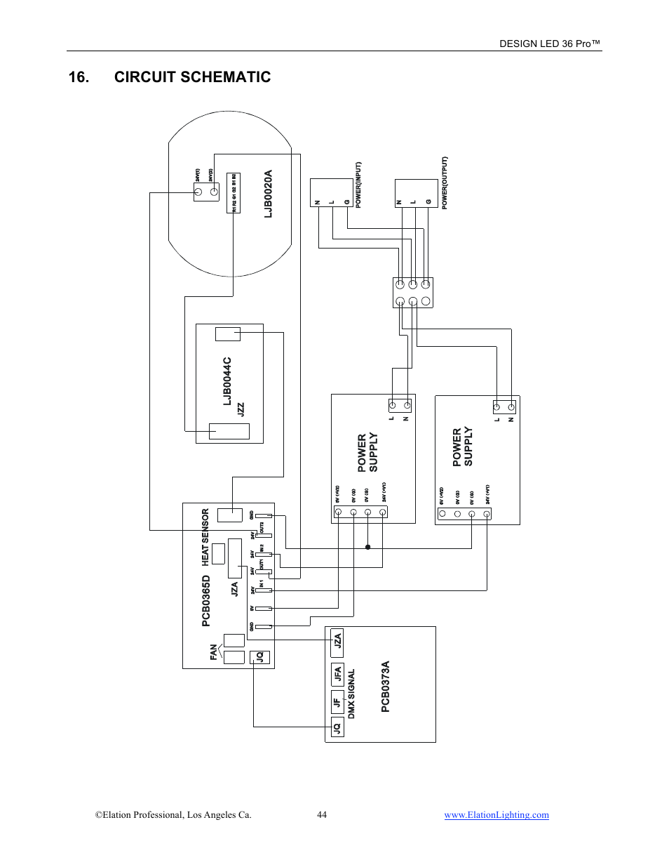 Circuit schematic | Elation Professional 36 PRO User Manual | Page 45 / 48