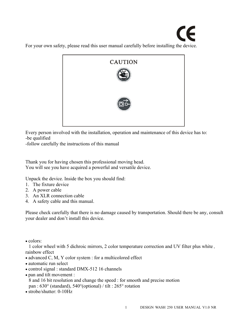 Introduction, Keep this manual for future needs | Elation Professional DESIGN WASH 250 User Manual | Page 2 / 24