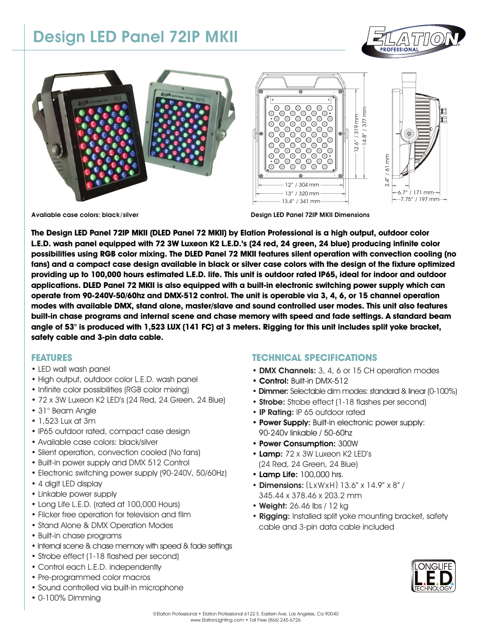 Elation Professional 72IP MKII User Manual | 3 pages