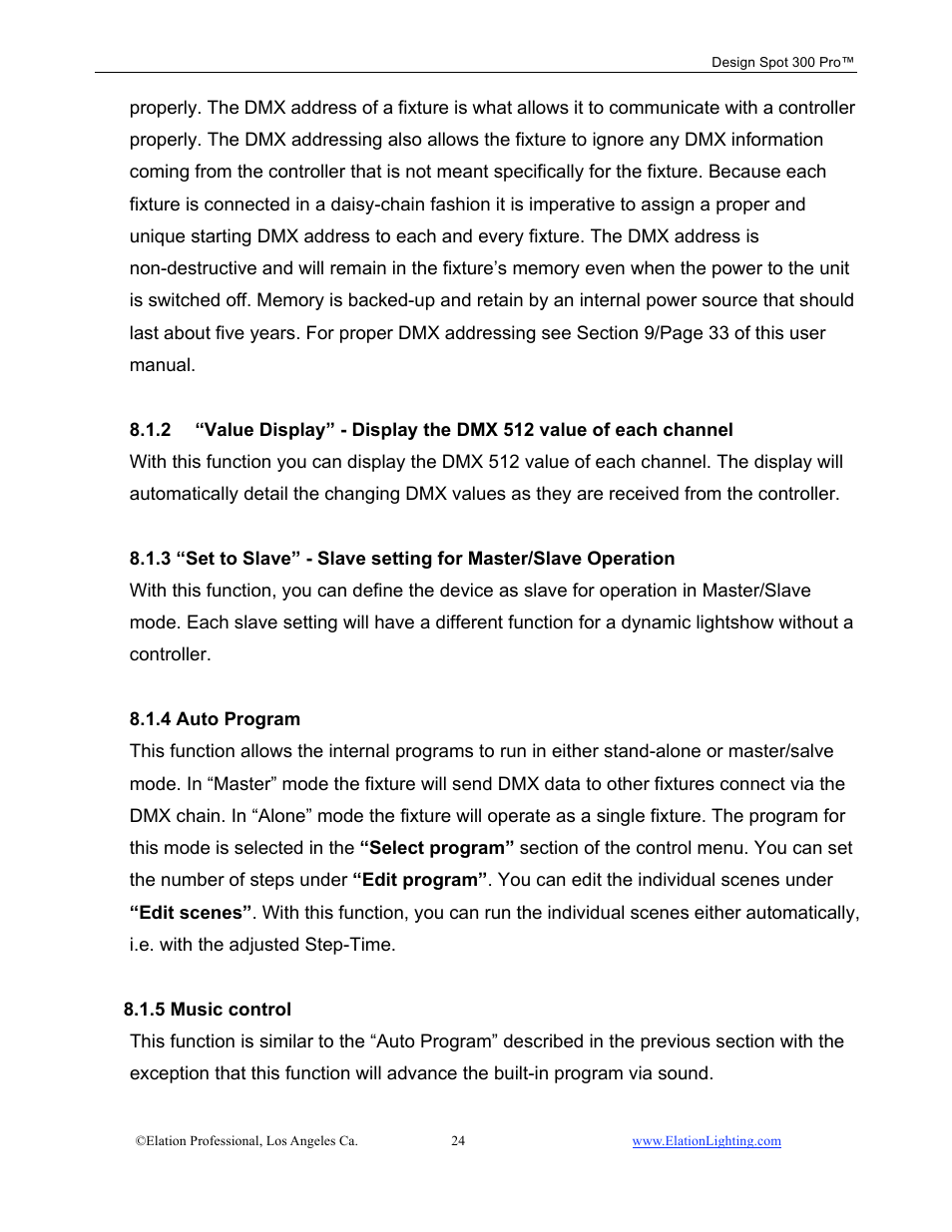 Elation Professional Design Spot 300 PRO User Manual | Page 24 / 64
