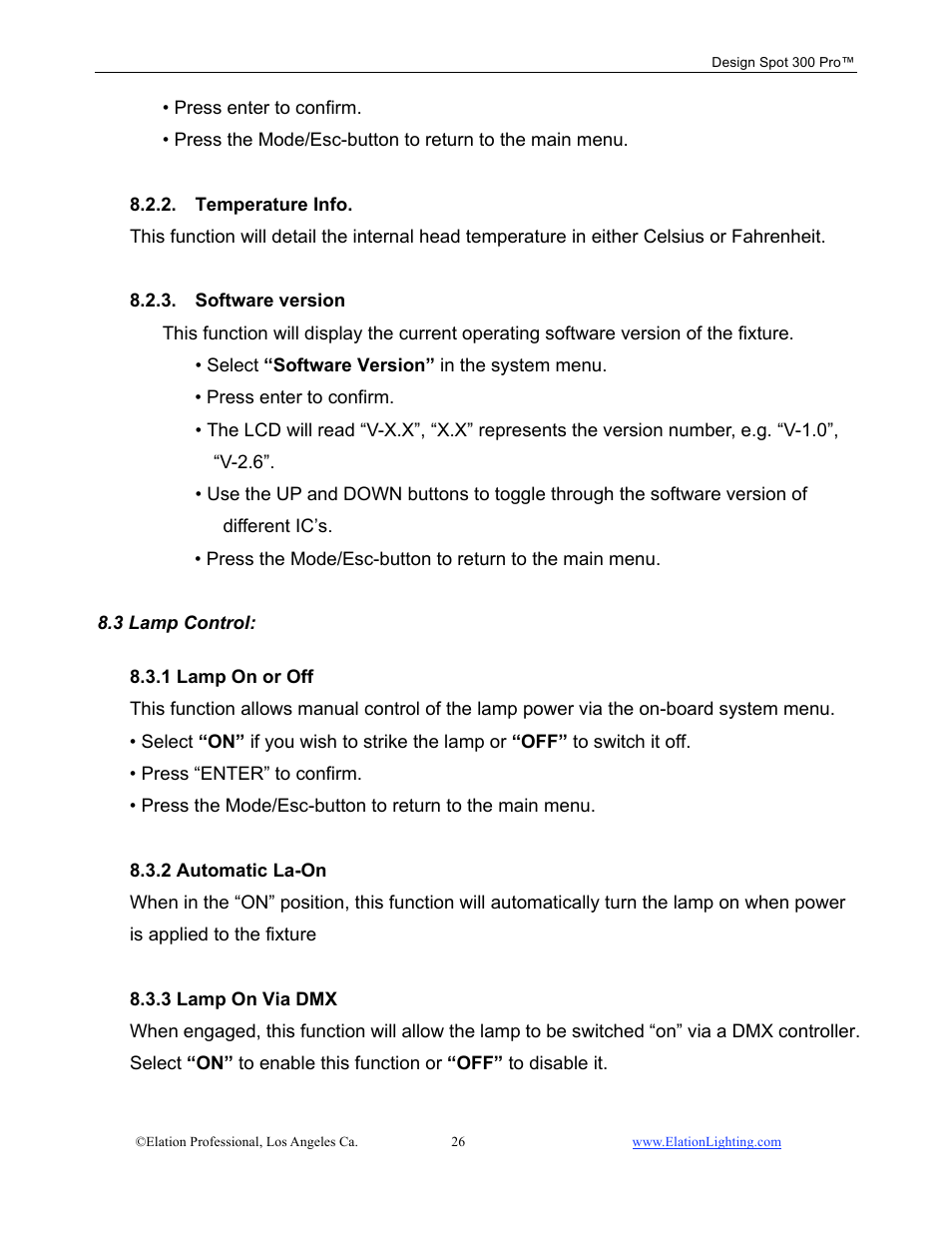 Elation Professional Design Spot 300 PRO User Manual | Page 26 / 64