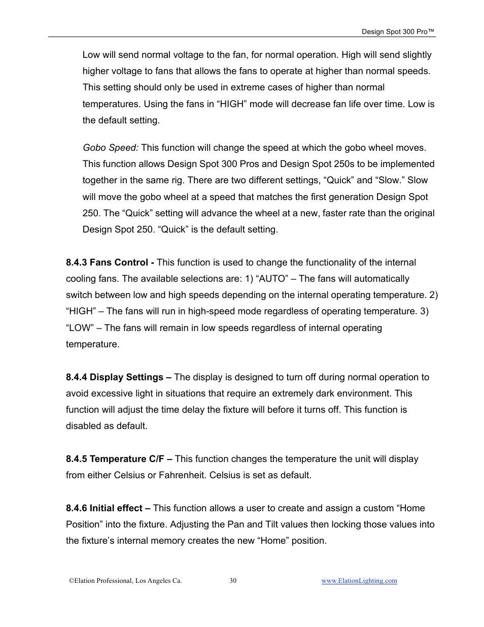 Elation Professional Design Spot 300 PRO User Manual | Page 30 / 64