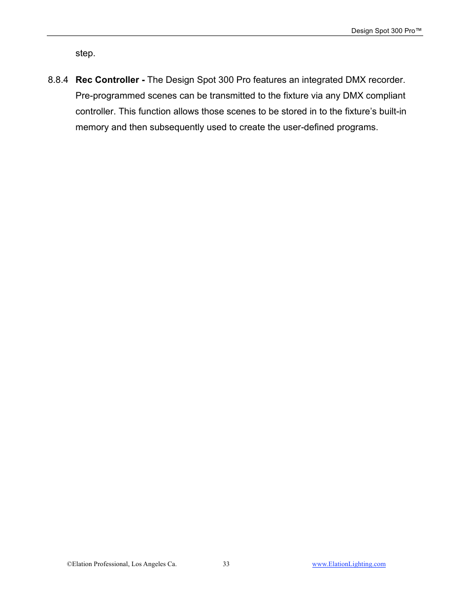 Elation Professional Design Spot 300 PRO User Manual | Page 33 / 64