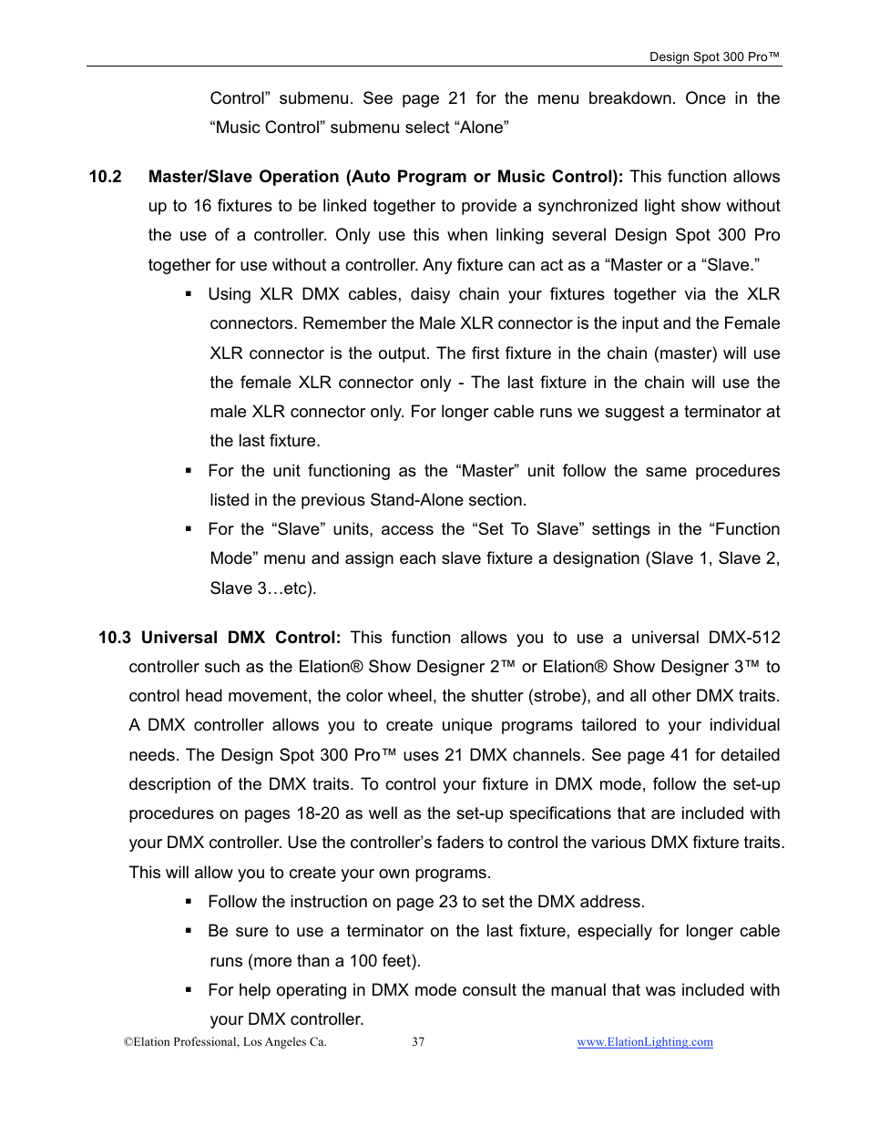 Elation Professional Design Spot 300 PRO User Manual | Page 37 / 64