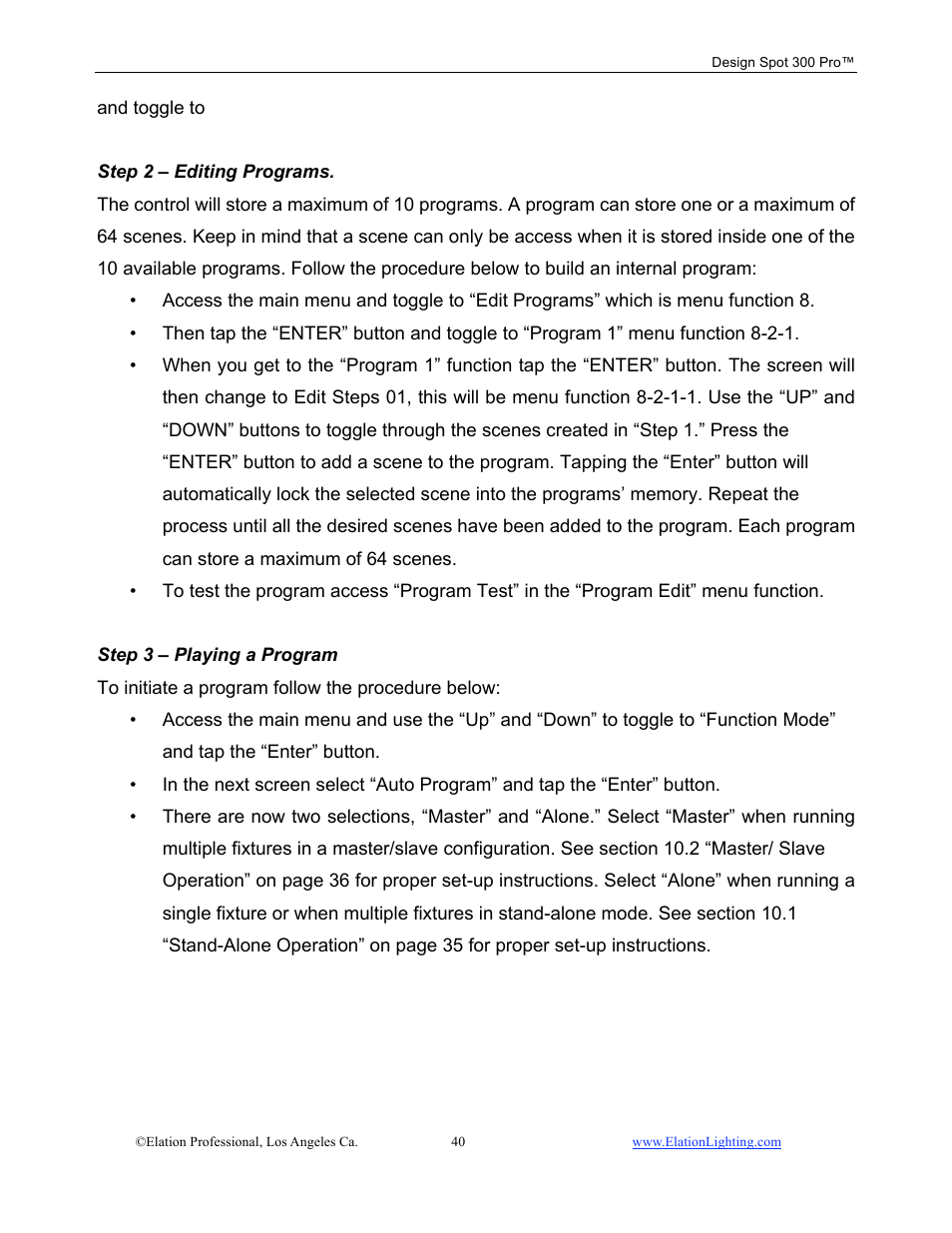 Elation Professional Design Spot 300 PRO User Manual | Page 40 / 64