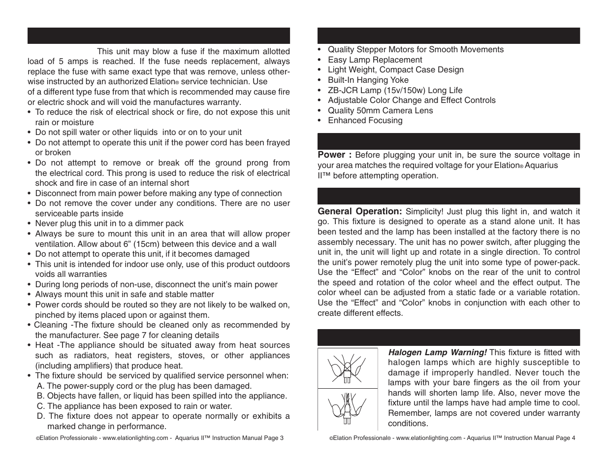 Elation Professional Aquarius II User Manual | Page 2 / 4