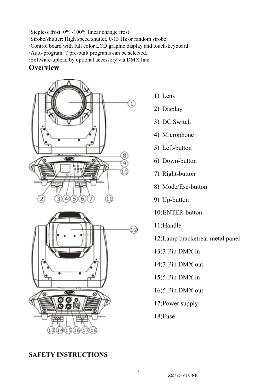 Overview | Elation Professional PLATINUM BEAM 5R XM485-V1.0-NR User Manual | Page 5 / 27
