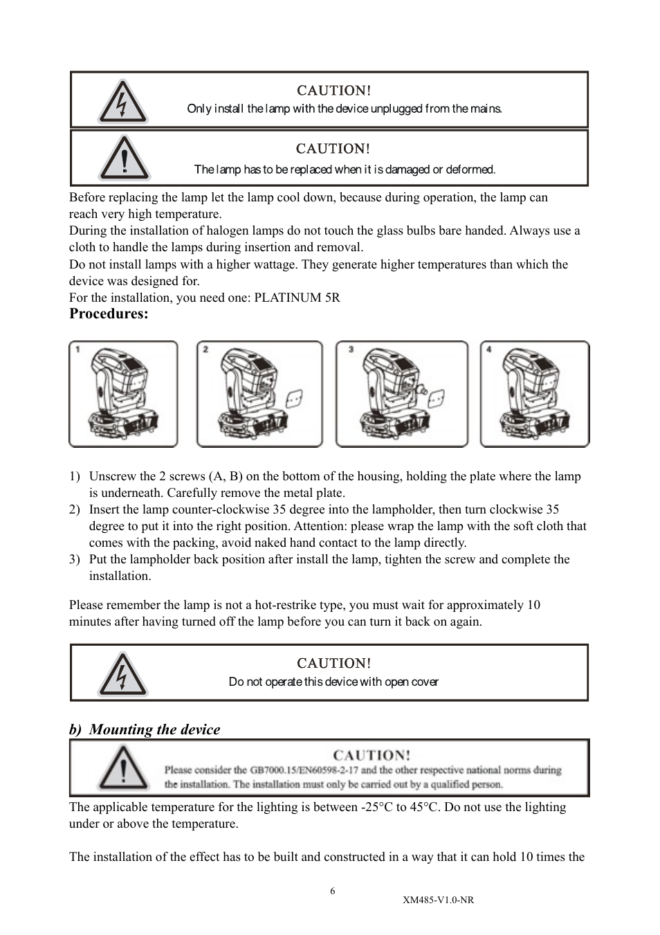 Elation Professional PLATINUM BEAM 5R XM485-V1.0-NR User Manual | Page 8 / 27