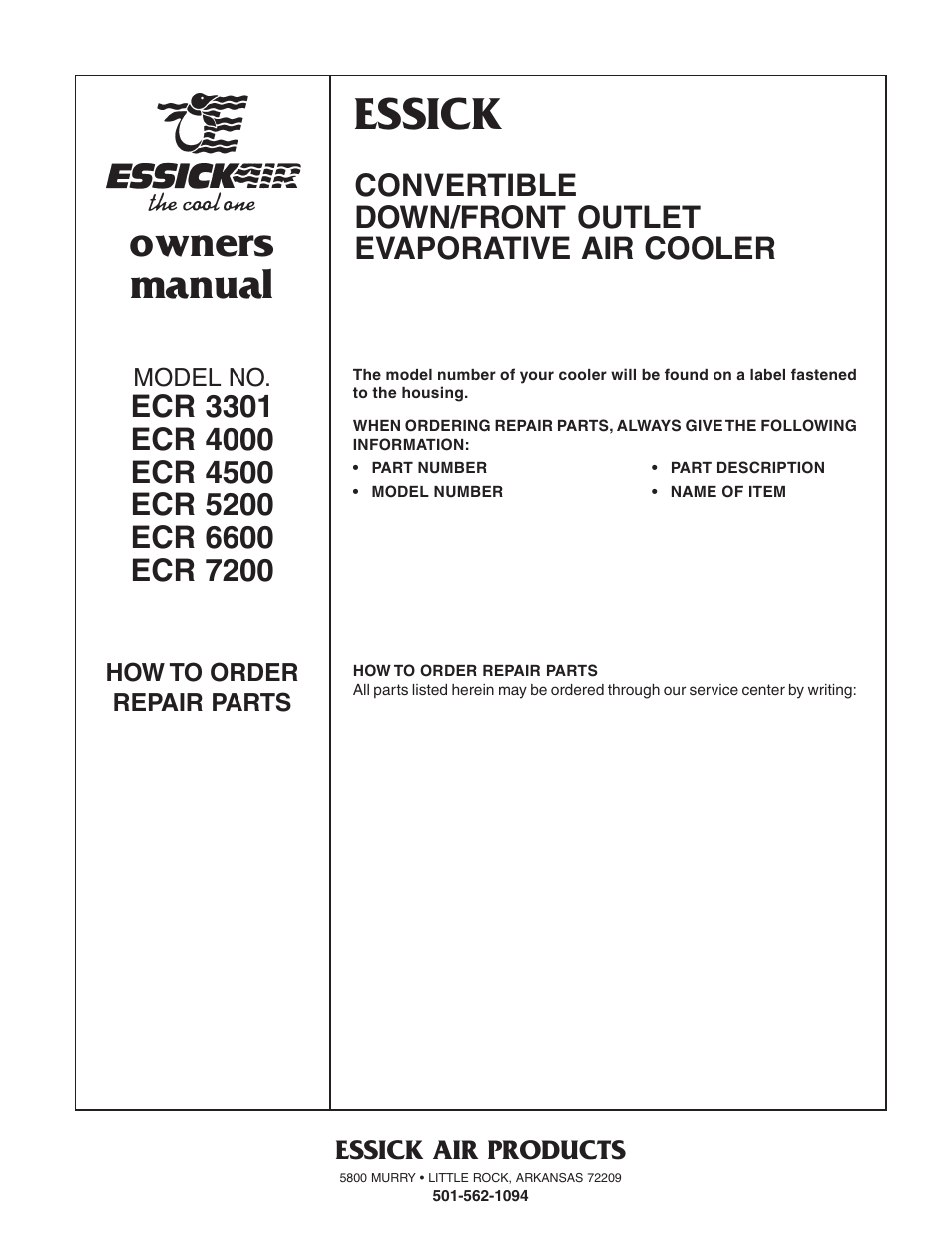 Essick, Owners manual, Essick air products | Essick Air ECR 7200 User Manual | Page 16 / 16