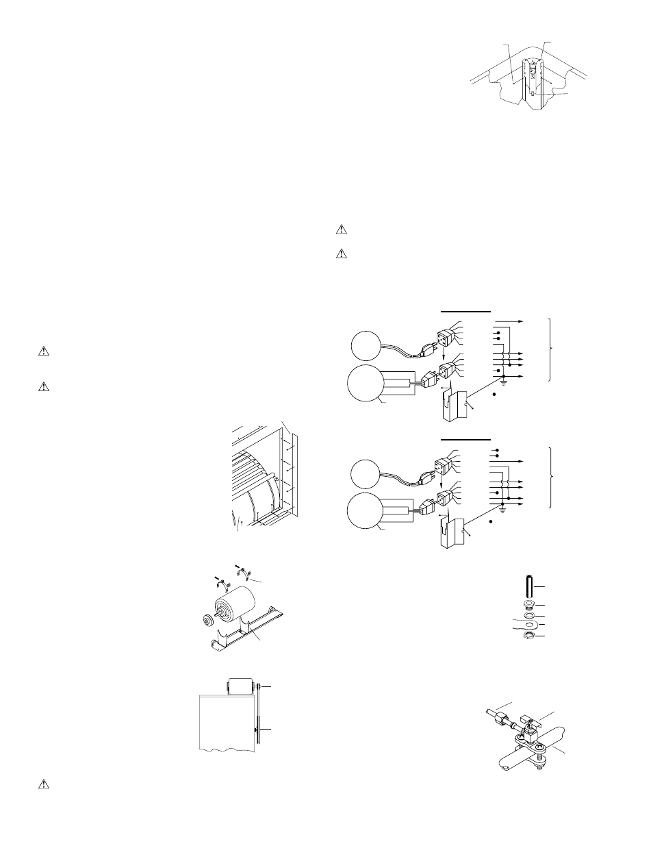Installation, Wiring diagrams, Motor installation | Electrical installation, Water connection, 240 volts, 120 volts champion air balancing method, Caution, Warning | Essick Air N48D User Manual | Page 2 / 12
