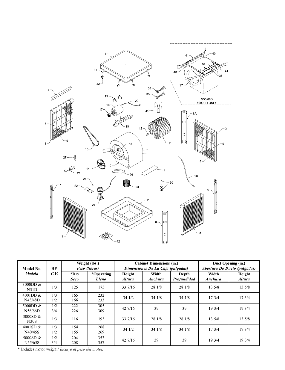 Parts drawing / dibujo de piezas | Essick Air N48D User Manual | Page 6 / 12