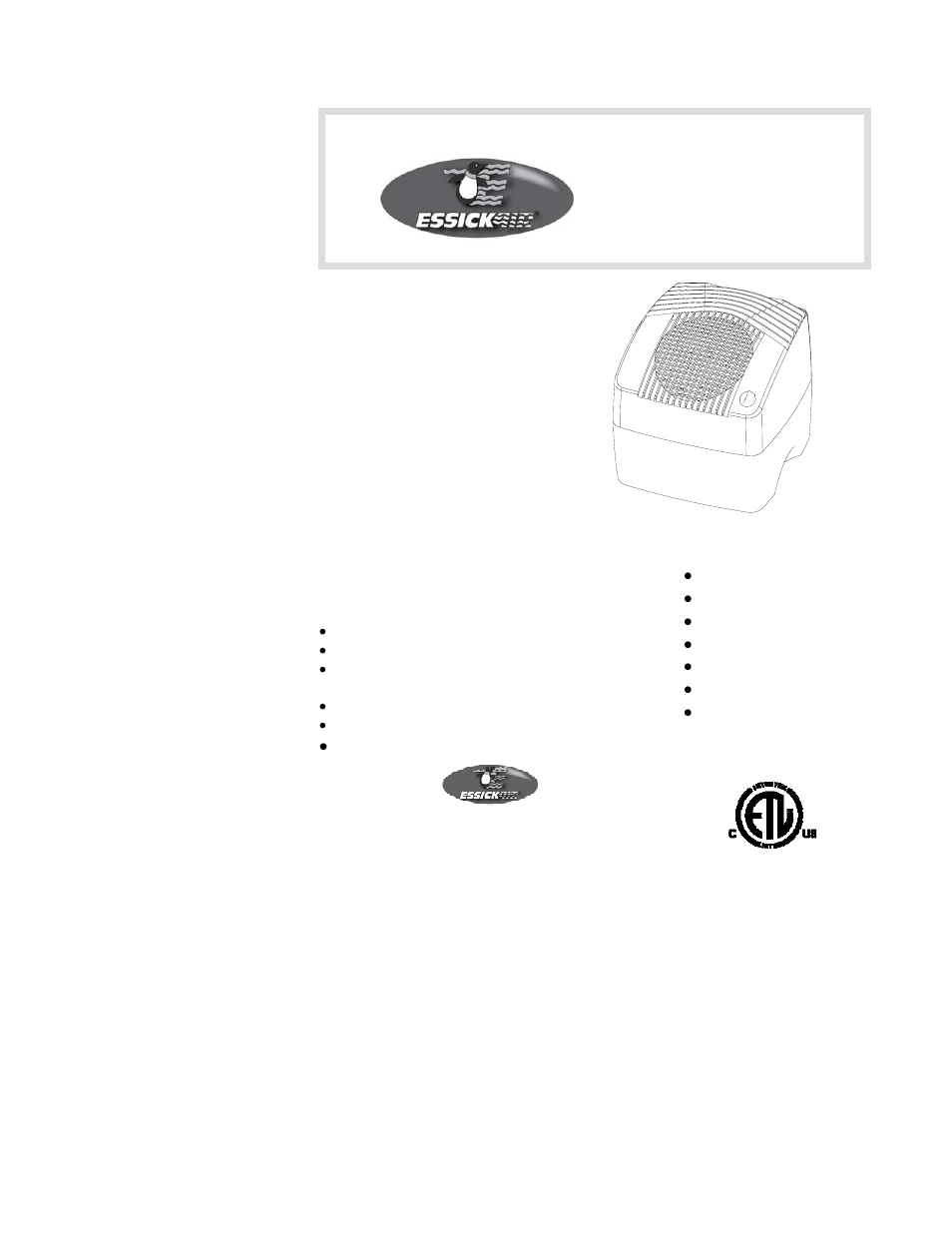 Guides d’utilisation & d’entretien du propriétaire, Modèle | Essick Air E27 000 User Manual | Page 17 / 24