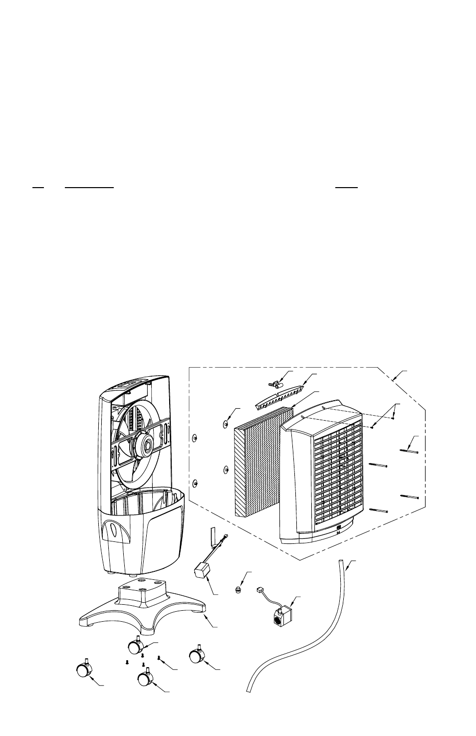 La localización de averías, Piezas de repuesto, Problema | Causa/remedio | Essick Air CP70 User Manual | Page 8 / 8