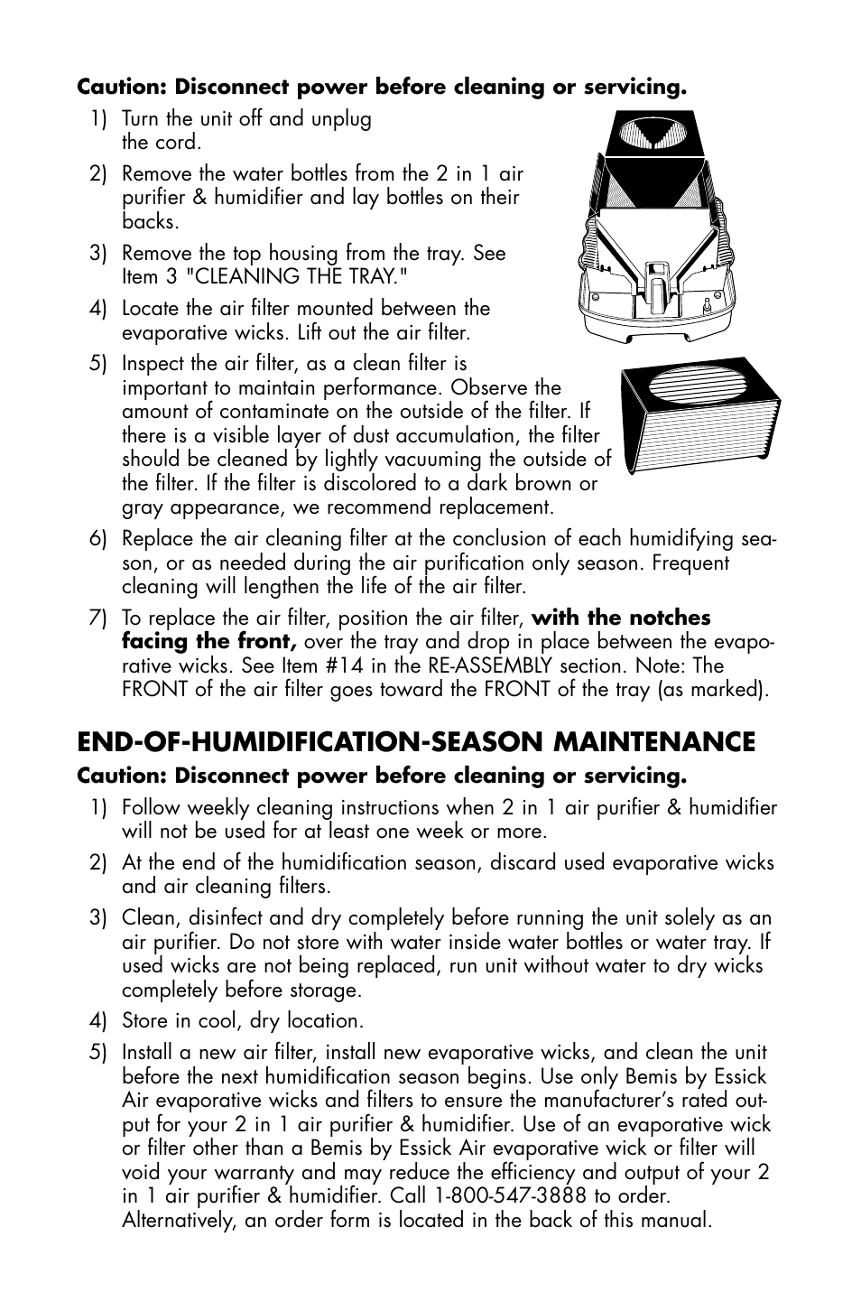 End-of-humidification-season maintenance | Essick Air DP3 200 User Manual | Page 11 / 52