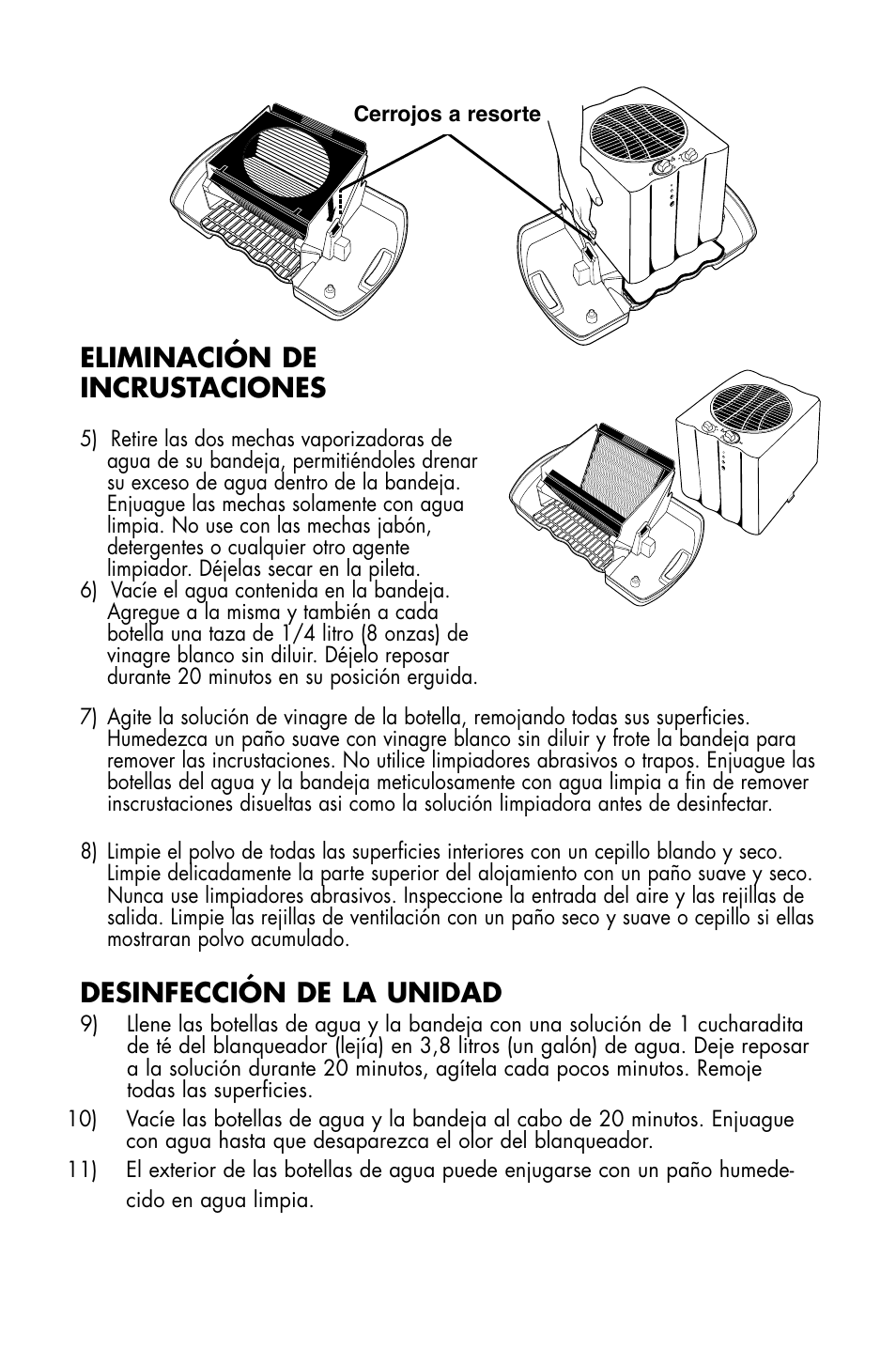 Eliminación de incrustaciones, Desinfección de la unidad | Essick Air DP3 200 User Manual | Page 27 / 52