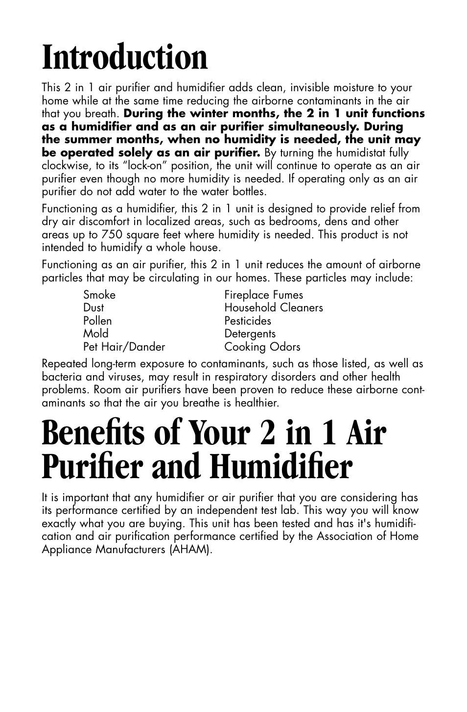 Introduction | Essick Air DP3 200 User Manual | Page 3 / 52