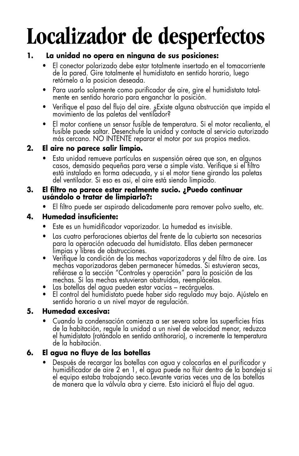 Localizador de desperfectos | Essick Air DP3 200 User Manual | Page 30 / 52