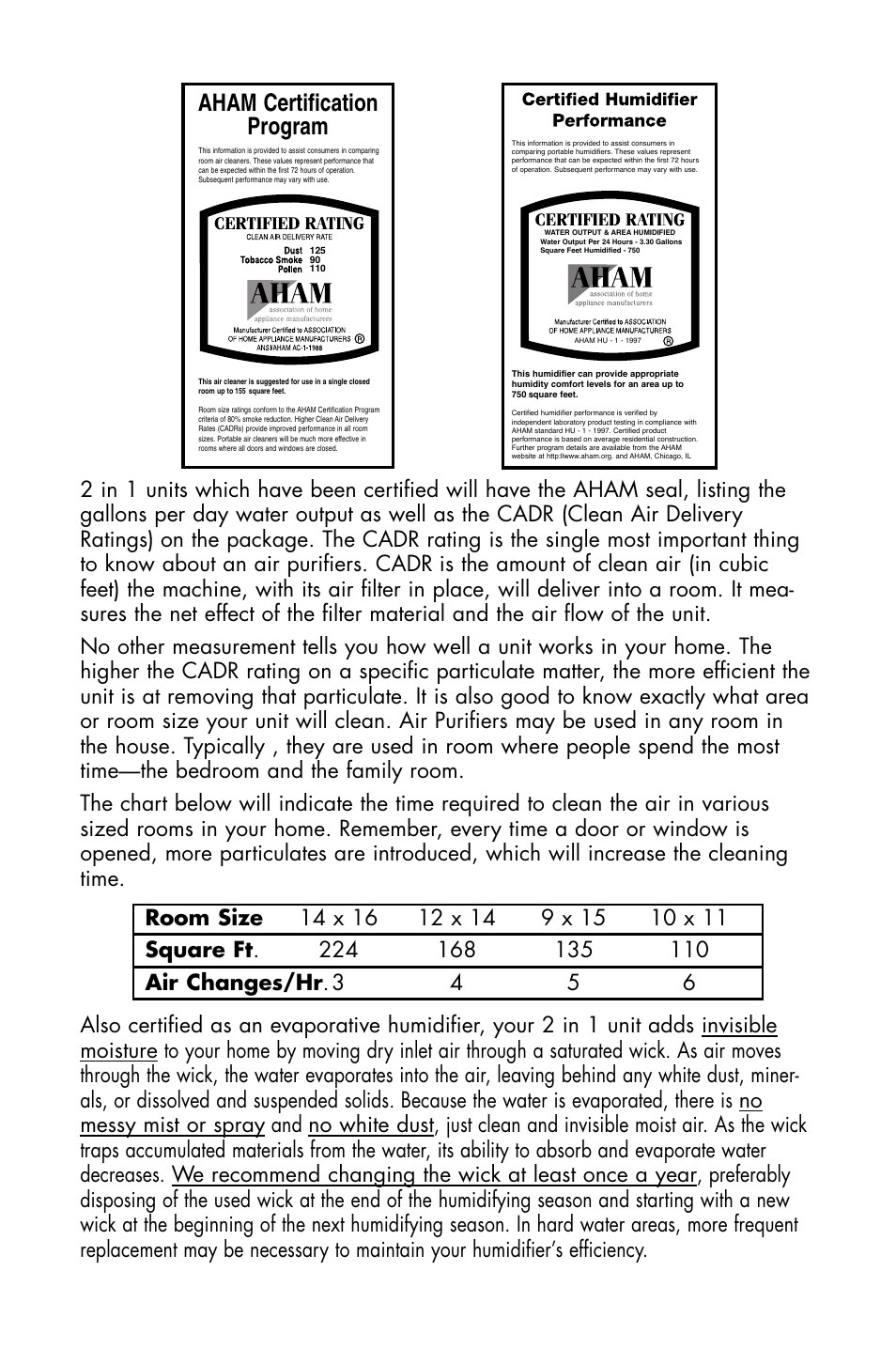 Aham certification program | Essick Air DP3 200 User Manual | Page 4 / 52