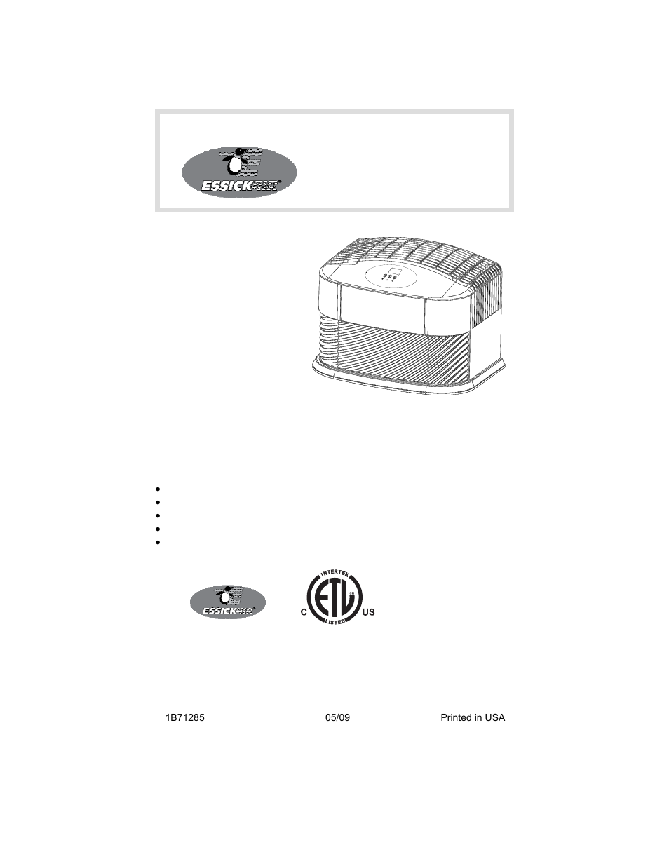 Essick Air ED11 910 User Manual | 24 pages