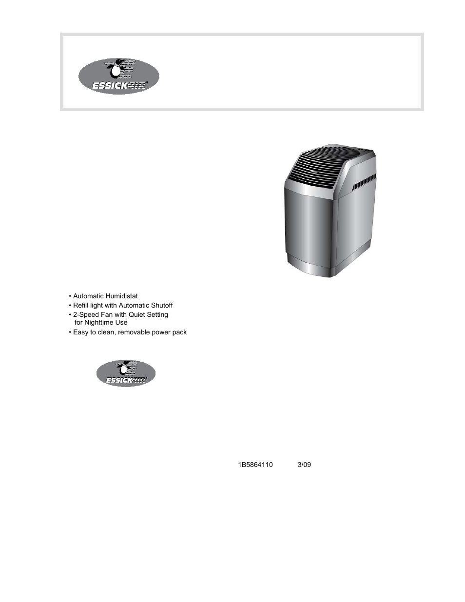 Essick Air 826 800 User Manual | 17 pages